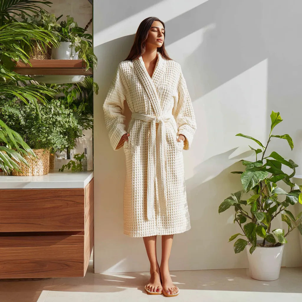 peignoir nid d’abeille femme