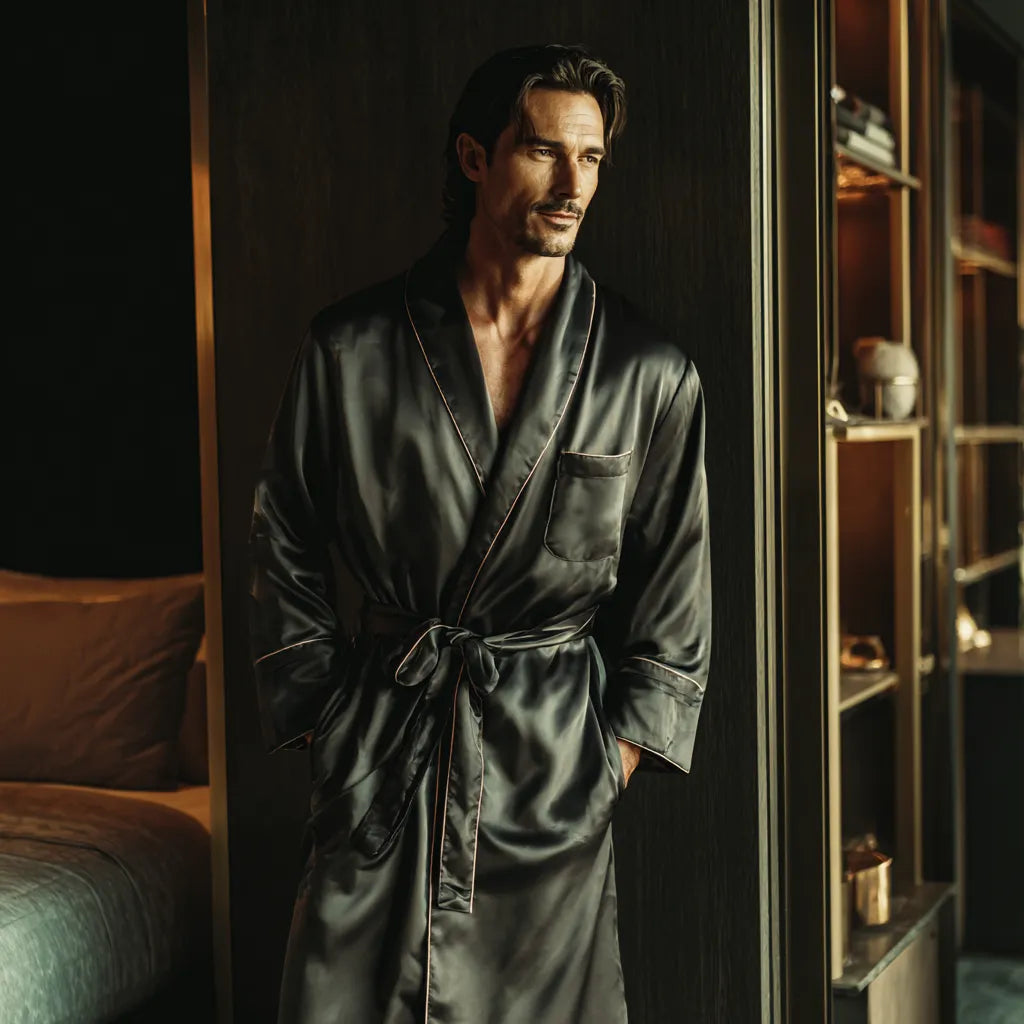 peignoir homme satin