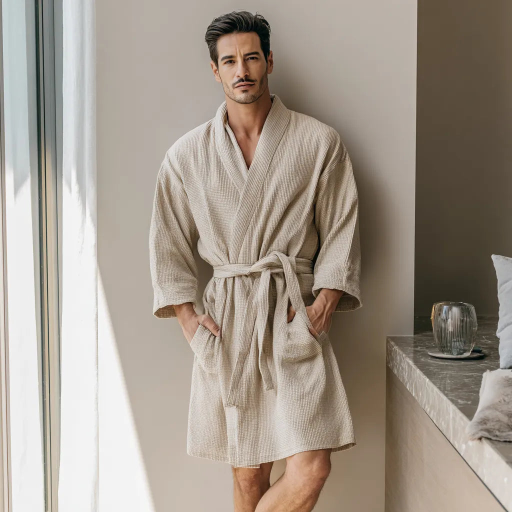 Revise RE-401 Peignoir court pour homme - Robe de chambre - Élégant