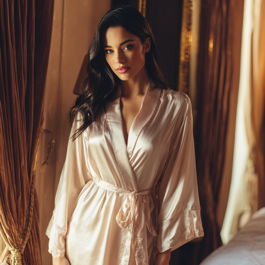 peignoir satin femme