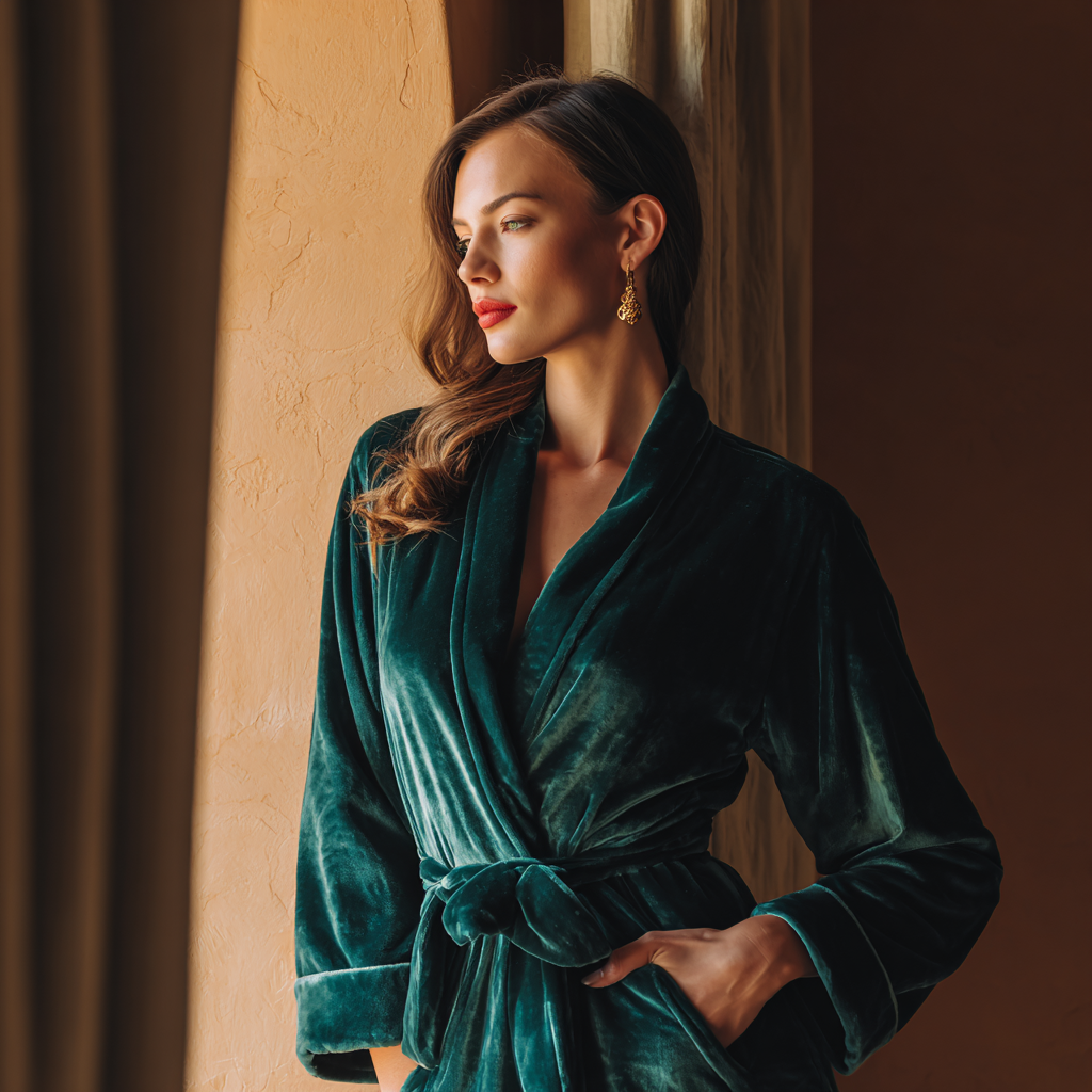 peignoir velours femme