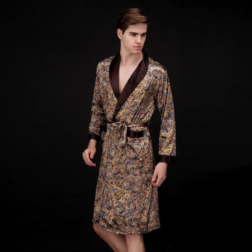 Peignoir satin homme
