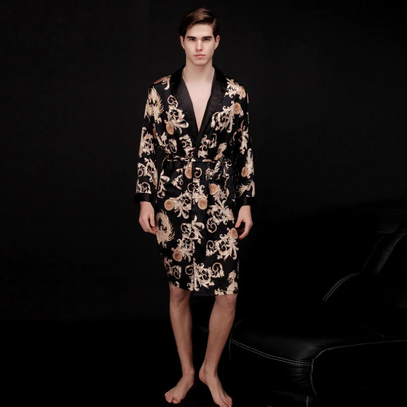 Peignoir satin homme