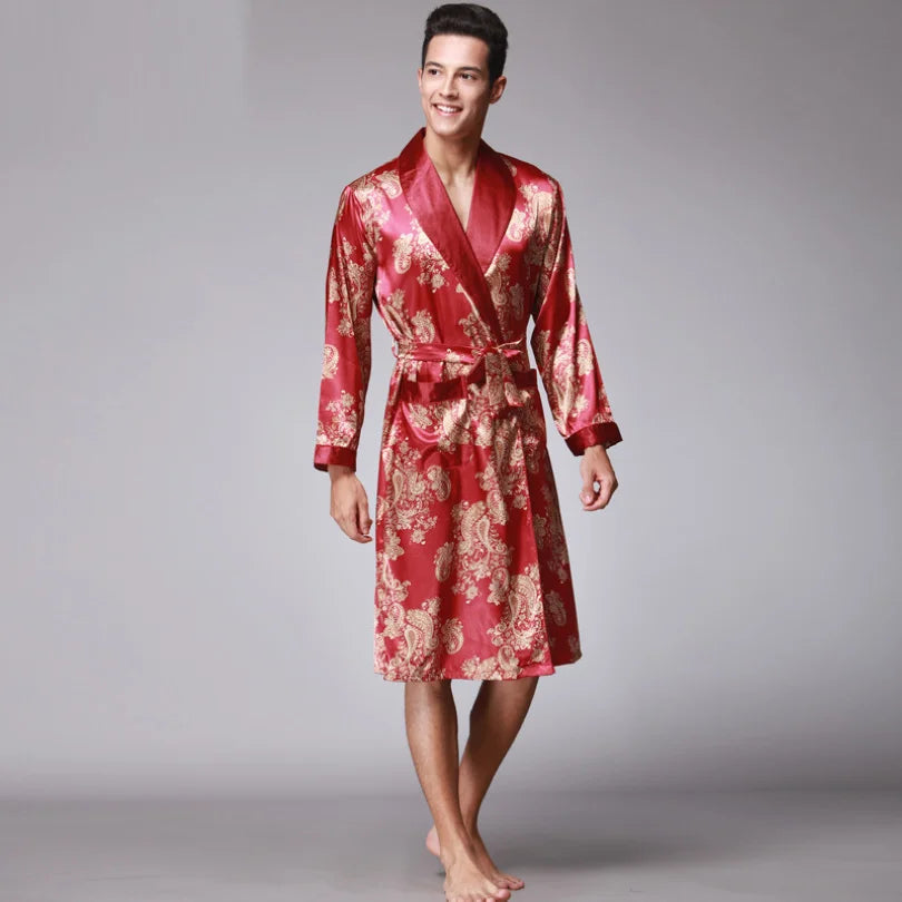 Peignoir satin homme