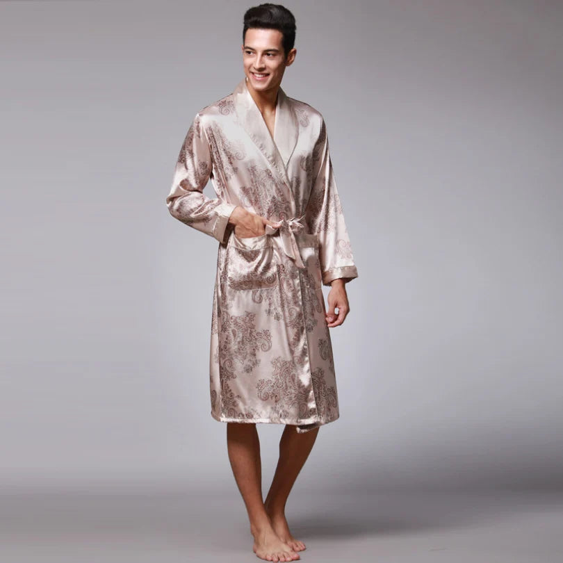 Peignoir satin homme