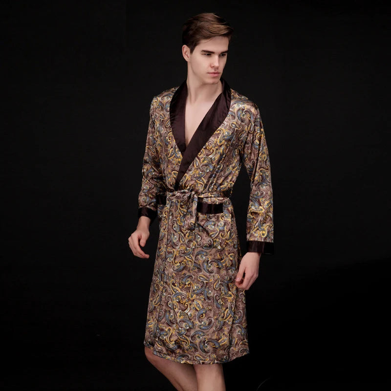 Peignoir satin homme