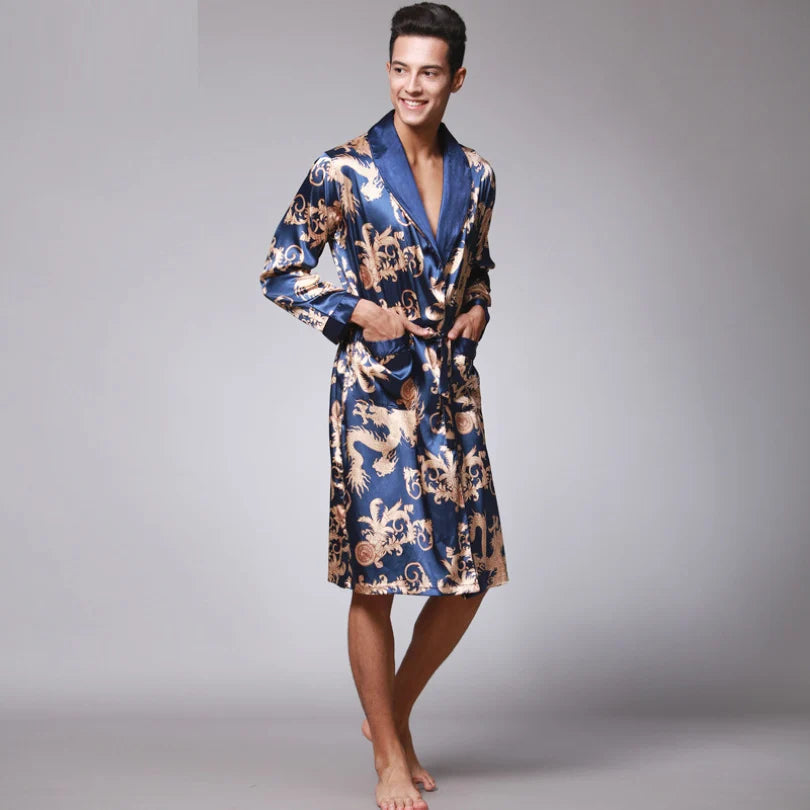 Peignoir satin homme