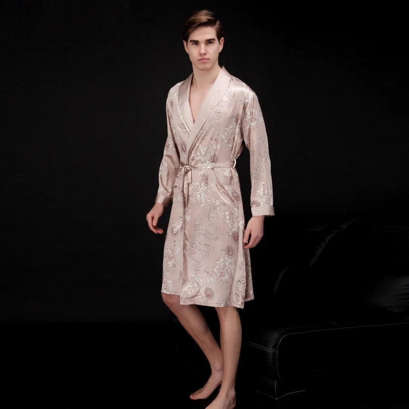 Peignoir satin homme