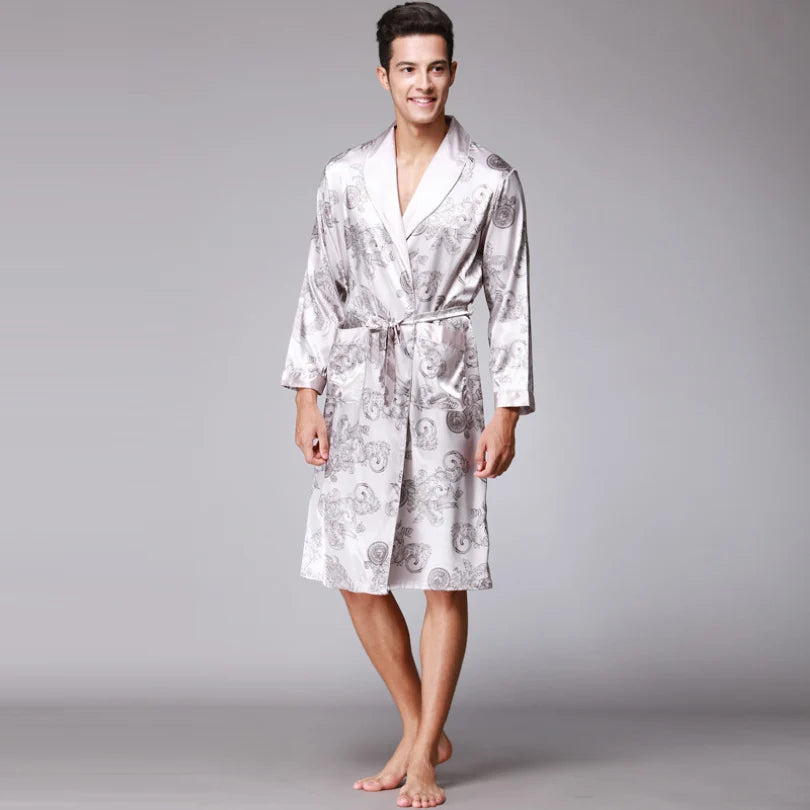 Peignoir satin homme