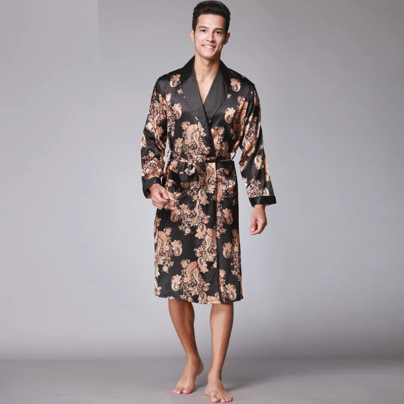 Peignoir satin homme
