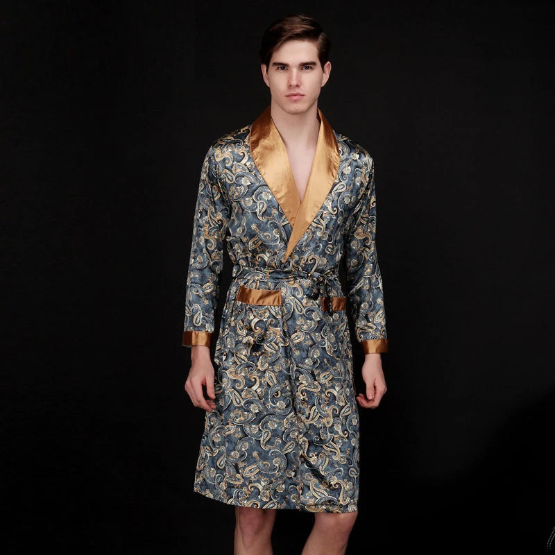 Peignoir satin homme